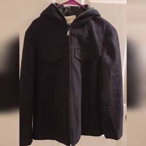 Black Coat by Charles Klein with Grey Wool Women Size Large